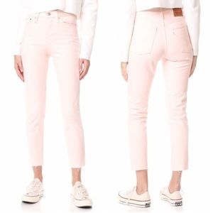 Levi’s Wedgie Fit High Waisted Pink Raw Hem Jeans